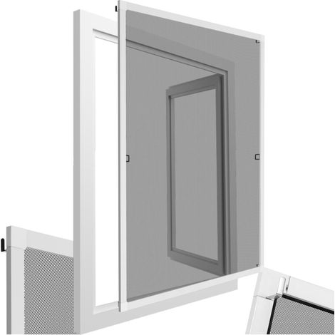 Tectake – Moustiquaire de fenêtre 80 x 100 cm – Cadre en aluminium blanc – Moustiquaire en fibre de verre – Résistante aux intempéries et UV
