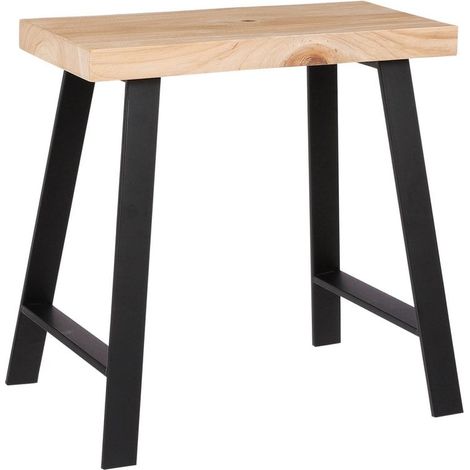 Tabouret Décoratif en Bois de Pin et Fer Noir et Marron Clair pour Salon et Entrée - PANGIVO (1/5)