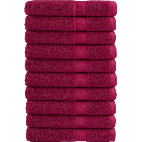 Serviettes de sauna haut de gamme SOLUND, lot de 10. Bordeaux, 80 x 200 cm, 600 g/m²