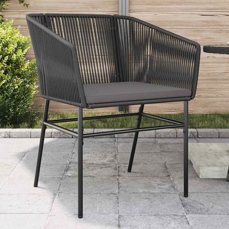 Teenpull – Gartenstühle 2 Stk. mit Kissen Schwarz Poly Rattan (1/5)