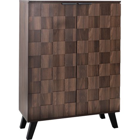 ELVMI Scarpiera con 2 ante, 5 vani e 4 ripiani regolabili per ingresso in pannello truciolare effetto legno scuro 80×35.5×110 cm (1/5)