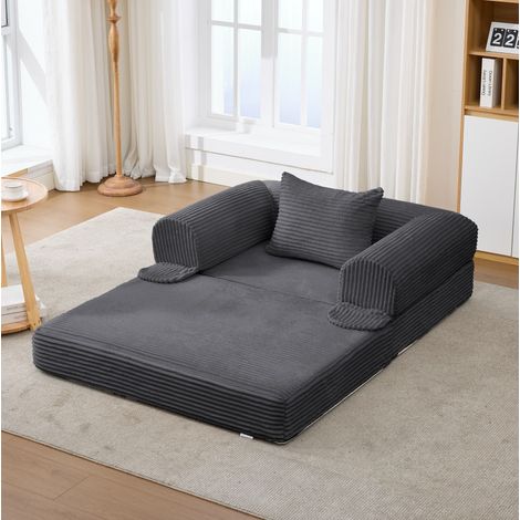 Divano letto 120x85x65 cm grigio convertibile 2-in-1 in tessuto a coste MEUBLIV (1/5)