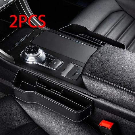(Lot de 2 noirs) Boîte de rangement multifonction pour siège auto, pochette universelle pour portefeuille, pièces, clés, cartes, gobelet et porte-téléphone (1/5)