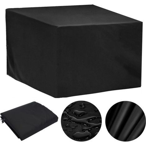 Funda para muebles de jardín de exterior, 110x110x85cm, Oxford, impermeable, resistente al viento y a los rayos UV, para mesa de jardín (Negro) (1/4)