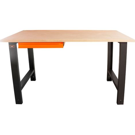 Etabli d'atelier 1.5m plateau bois avec 1 tiroir (1/3)