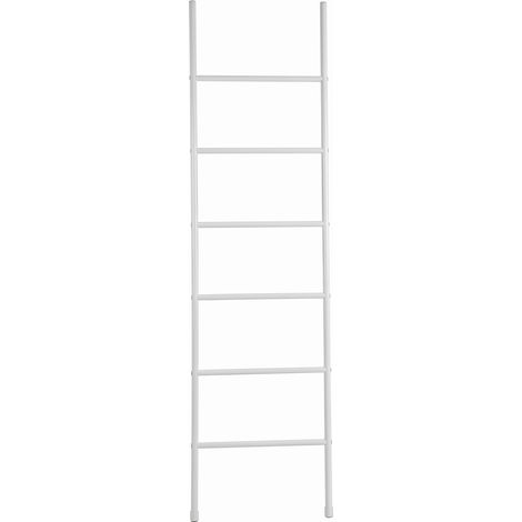 Scaletta Portasalviette Scaffale Pioli Metallo Bagno Moderno 170x45 cm Bianco