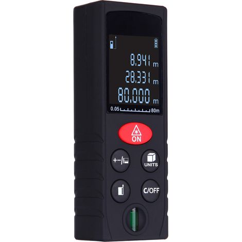 Télémètre laser numérique portable 80m/262ft, mesure de distance, surface et volume, haute précision, niveau à bulle intégré (1/4)