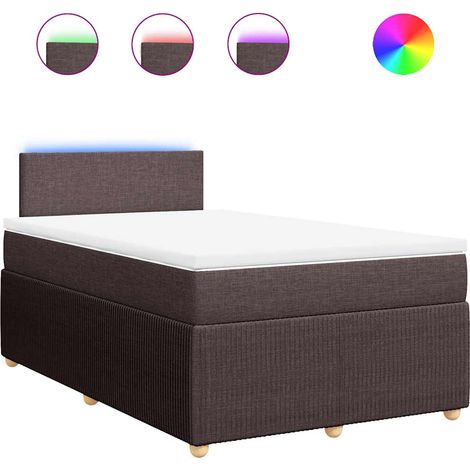 Lit double  Lit adulte  Sommier à lattes de lit et matelas marron foncé 120x190cm tissu