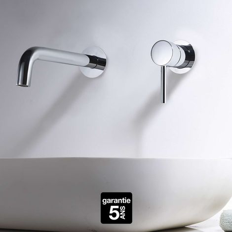 Imex – Mitigeur de lavabo encastré chrome – Laiton – Hauteur sous bec 20cm – Bec haut – 1 poignée – Installation facile (1/10)