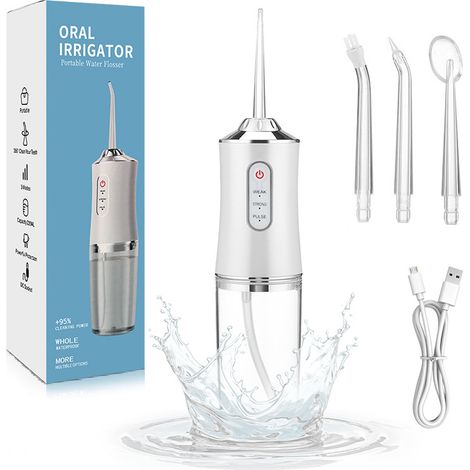 Hydropulseur dentaire professionnel, irrigateur buccal portable, nettoyant pour des dents plus saines et un blanchiment dentaire(blanc)