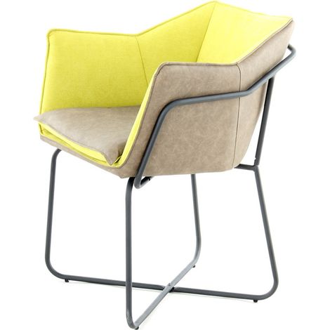 Sedia Lounge Marietta 100 in Ecopelle Bicolore Verde e Taupe (1/4)