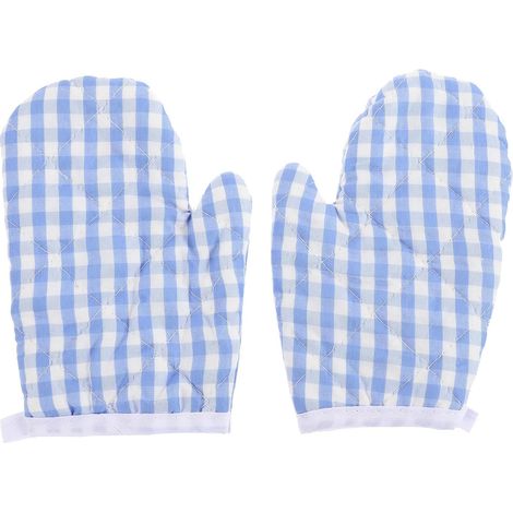 Lot de 2 gants de cuisine décoratifs de Noël pour enfants Gants de cuisine de Noël pour la cuisson au barbecue Antidérapants (bleu ciel) (1/5)