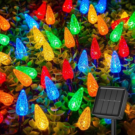 Guirlande lumineuse solaire de Noël étanche, 8 modes, décoration de sapin LED C6, guirlande lumineuse d'extérieur de 10 m, 100 LED, multicolore (1/5)