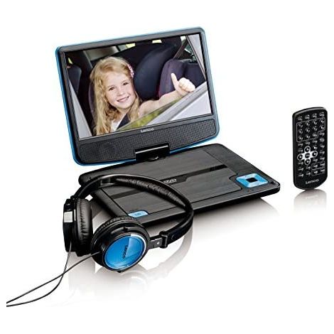 Lecteur dvd portable 9 avec casque usb et support de montage bleu noir (1/5)