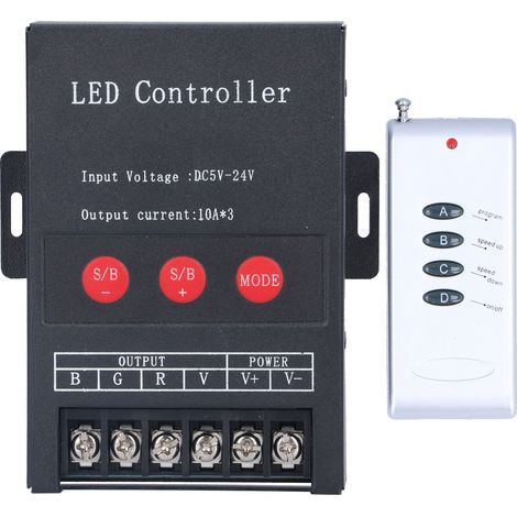Contrôleur LED RGB PWM numérique pour bande lumineuse colorée avec télécommande 5V‑12V‑24V (1/5)