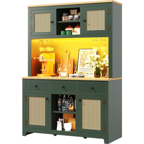 CHICFURN Aparador alto de cocina 120x40x180 cm MDF verde antiguo con estantes ajustables (1/5)