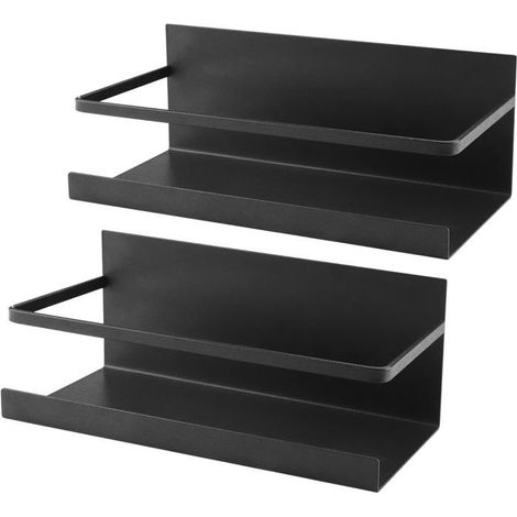 Ecleanfy - 2 Étagères Magnétiques Frigo Noir - Organisateur Épices et Condiments - Économiseur d'Espace Cuisine - Rangement Réfrigérateur (1/5)