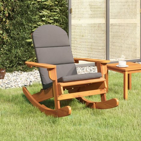 Chaise à bascule Fauteuil berçant - Chaise de salon Adirondack avec coussins bois massif d'acacia BV314540 - BonneVie (1/5)