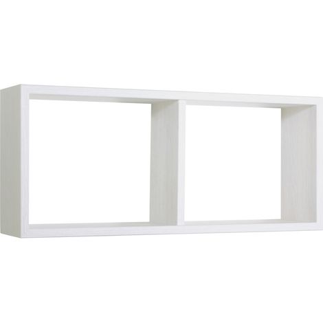 Lot de deux étagères murales rectangulaire moderne cube Morgane - Shabby Blanc (1/4)