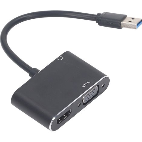 Adaptateur USB 3.0 vers VGA en acier inoxydable haute vitesse, sortie simultanée pour film et réunion. (1/5)