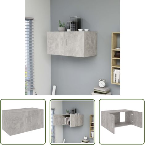 The Living Store Wandschrank Betongrau 80 x 39 x 40 cm Holzwerkstoff - Wandschrank - Regal - Holzwerkstoff - Betongrau - Wandmontage (1/5)
