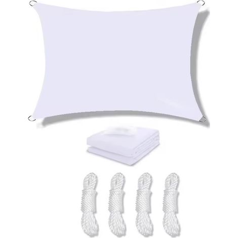 Sonnensegel, HDPE, 3 x 5 m, UV-Schutz, Weiß, Gartenterrasse - Sonnensegel, HDPE, 3 x 5 m, UV-Schutz, Weiß, Gartenterrasse (1/5)