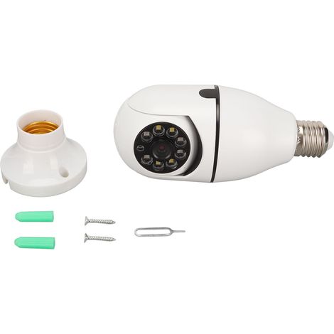 Caméra de sécurité sans fil WiFi 2,4 GHz 1080p avec détection de mouvement et alarme intégrée à une douille (110-240 V). Compatible avec les prises électriques de 110 à 240 V. (1/5)