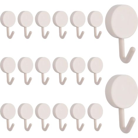 20 Stück schwarze und weiße, robuste, selbstklebende Kunststoffhaken, abnehmbare Wandhaken, geeignet für Badezimmer, Küche, Büro, Schrank und Glasflächen (1/5)