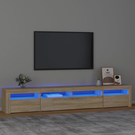 Meuble TV avec lumières LED Chêne sonoma 240x35x40 cm (1/5)