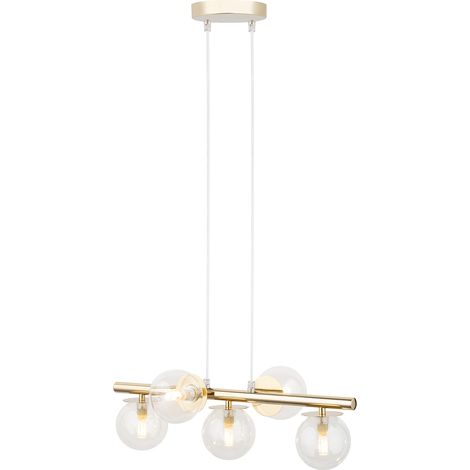 Suspension moderne dorée Avola 5 globes verre G9 Sigma (1/2)