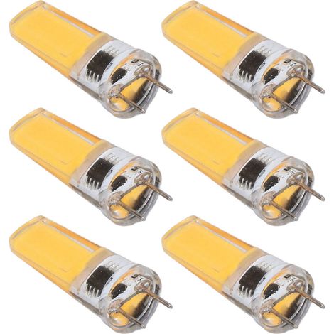 Lot de 6 ampoules LED G8 5W dimmables 2508 COB, économie d'énergie, installation facile, diffusion à 360°, durée de vie stable de 50 000 heures, 100-120V, blanc chaud (1/5)