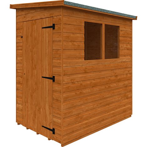 6 x 4 Feet Lean-To Pent 12mm Shed - Solid Wood/Softwood/Pine - L175 x W115 x H204.1 cm - Burnt Orange