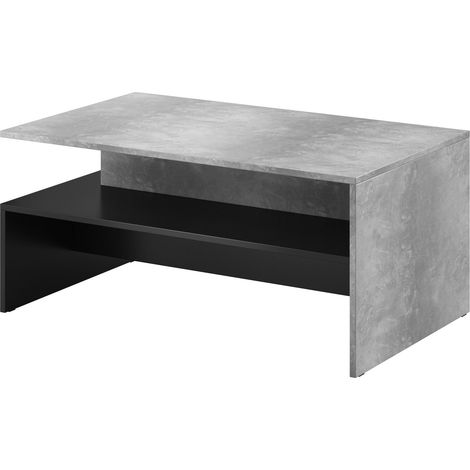 Mesa de centro Serodeu 103, Hormigón + Negro, 45x60x100cm, Diámetro: 0, Aglomerado laminado, Angular