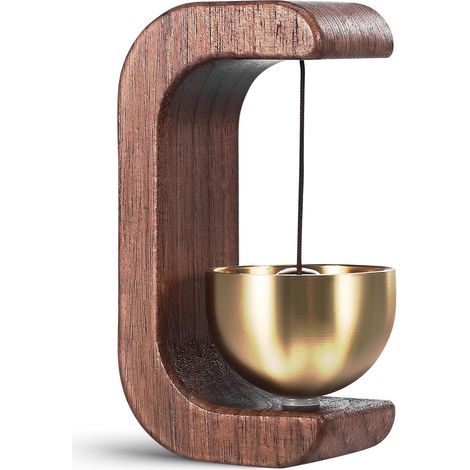Timbre de tienda tipo C de latón/madera oscura, para abrir puertas/neveras/tiendas/cafeterías/oficinas. (1/5)