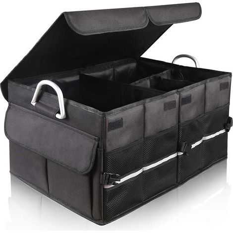 Waterproof Car Trunk Organizer Foldable Car Storage Box Durable Car Storage Bag in 1680D (Black and White) (1/5)