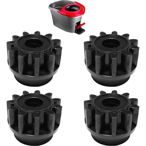 4-piece replacement gear wheel for Spin Mop bucket – plastic sprocket with bearing, compatible with EasyWring systems, Ø 2.5 cm (Black) (1/5)