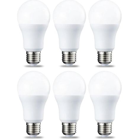 Lot de 6 ampoules LED Culot Edison à vis E27 12 W (équivalent 90 W) Blanc froid 6500K Intensité non variable (1/4)