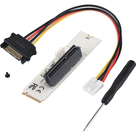 Carte d'extension PCI-E 4X pour connecteur NGFF M.2 Clé M avec câble d'alimentation SATA et indicateur LED de tension (1/5)