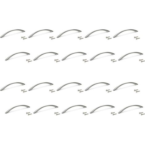 Emuca – Lot de 20 poignées pour meubles Bombay – Zamak finition nickel satiné – Longueur 160mm – Entraxe 128mm – Vis M4 incluses (1/5)