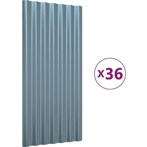 Panneaux de toiture 36 pcs Acier galvanisé Gris 80x36 cm (1/5)