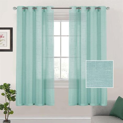Rideaux - vert clair avec œillets, 2 pièces Rideaux en tulle, Rideaux à œillets, Rideau de fenêtre de salon, 132 x 213cm ( en lin ) (1/5)