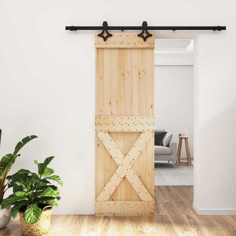 vidaXL Porta scorrevole Naturale e Nero 70 x 210 cm