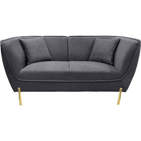 Amadeus - Canapé 2 places en tissu ardoise avec piètement doré L167 cm Provence (1/3)