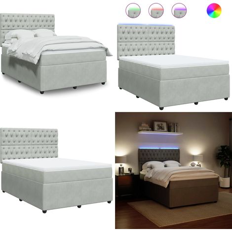vidaXL Boxspringbett mit Matratze Hellgrau 140x200 cm Samt (1/5)