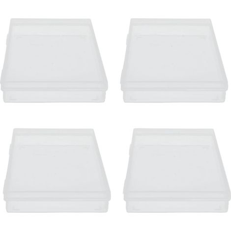 Set aus durchsichtigen Kunststoffboxen zur Aufbewahrung, Aufbewahrungsbox mit Klappdeckel, 4-teilig, 17,5 x 11 x 2,5 cm, ideal für kleine Bastelaccessoires, Bürobedarf, Büroklammern. (1/5)