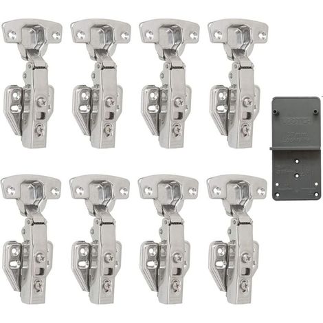Bisagras frontales de cierre suave de 110° y 35 mm con amortiguadores hidráulicos para puertas de armarios de cocina, bisagra automática, amortiguador incorporado, paquete de 8 (1/5)