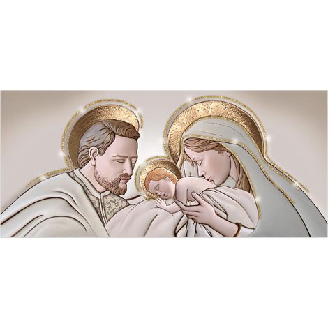 Lupia - Quadro Moderno Sacra Famiglia su tela poliestere con brillantini Glitter, Natività BRILLANT 45x100 cm THE KISS CERAMIC