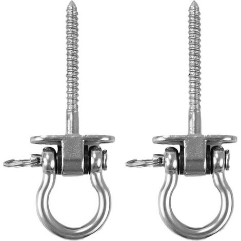 Wooden hammock hooks, set of 2, made of 304 stainless steel, sturdy and durable, suitable for attaching hammock chairs to the ceiling. (1/4)