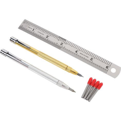 Magnetische Wolframkarbid-Gravierspitze mit 4 Ersatzspitzen für Glas und Keramik, 2 Stiften und einem Lineal (1/5)