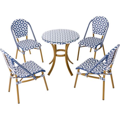 Gartenmöbel Set 4-Sitzer RIFREDDO Polyrattan Blau
